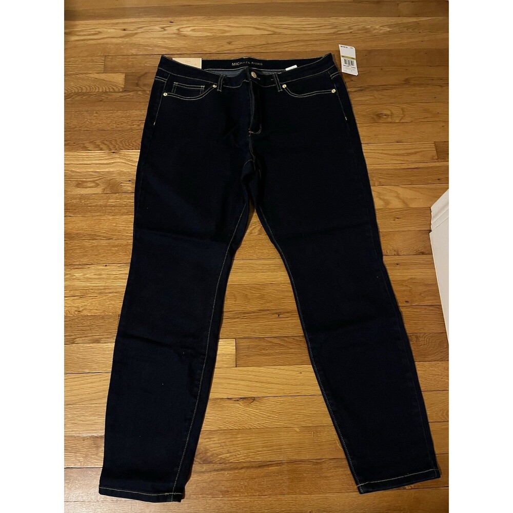 Michael Kors Women's Dark Blue Dark Wash Skinny Stretch 5-Pocket Jeans Size 14
